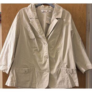 D & Co Women’s Light Jacket Beige Plus Size 20W New With Tags